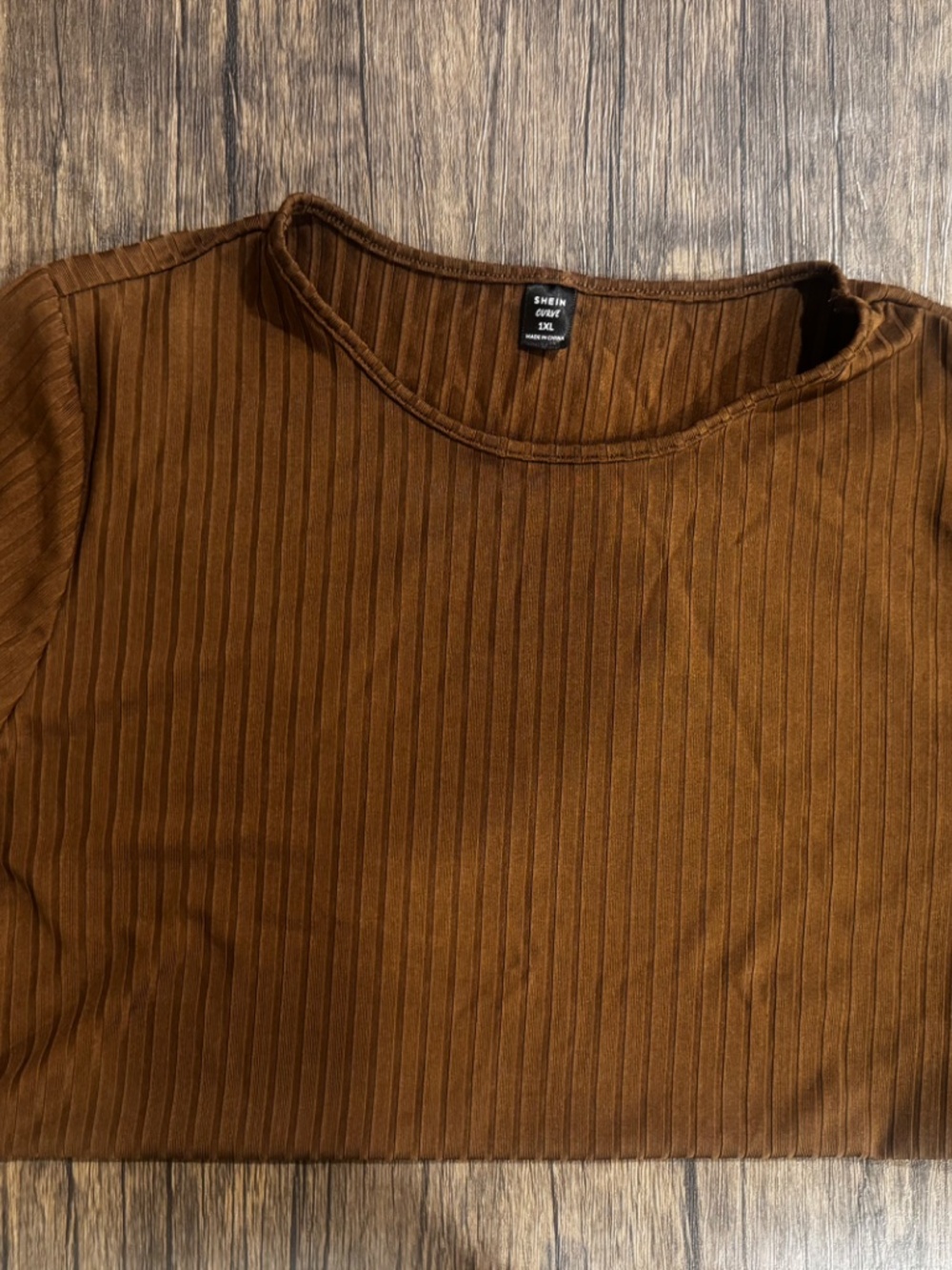 Brown Ribbed Two-Piece Set (SHEIN) - Picture 2 of 3